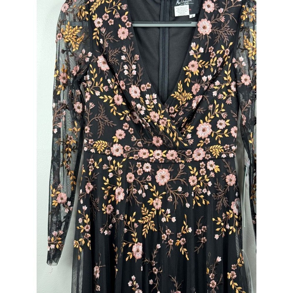 Mac Duggal Floral Embroidered Tea Length A-line Cocktail Dress Size 6 NWT 35103 - Picture 7 of 8